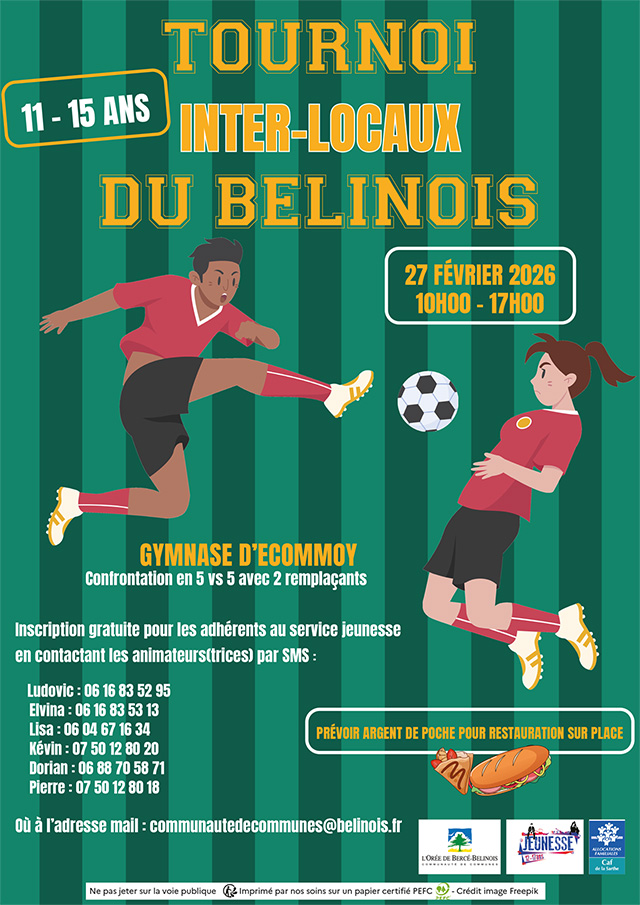 affiche pour le tournoi inter-locaux du service jeunesse en date du 27-02-2026