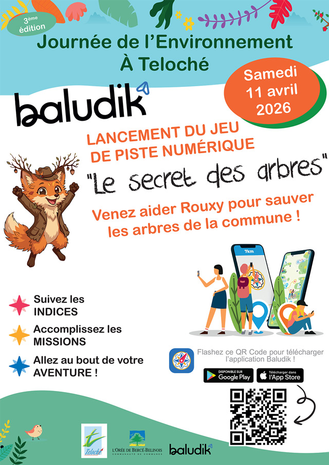 Affiche sur l'inauguration du parcours numérique BALUDIK en date du 11-04-2026 à Teloché