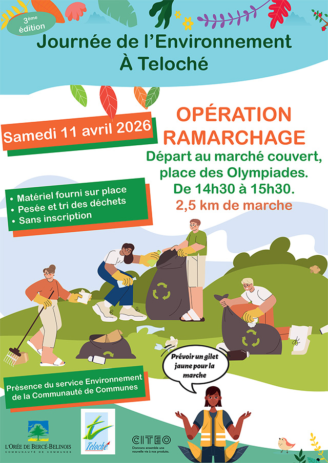 Affiche sur la journée de l'environnement à Teloché en date du samedi 11 avril 2026