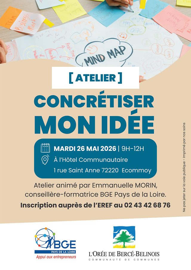affiche sur l'atelier du BGE en date du 26 mai 2026
