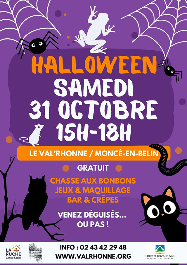 Affiche sur l'animation Halloween en date du samedi 31 octobre au Val'Rhonne