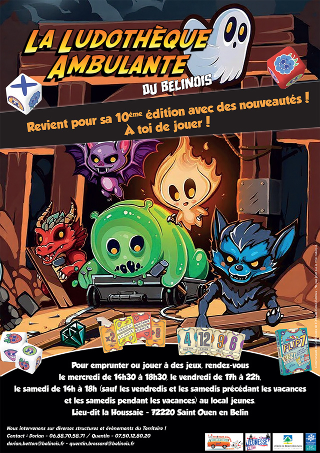 Affiche sur la saison 2026-2027 de la Ludothèque Ambulante